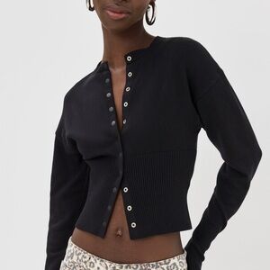 Lioness Black Button-Up Cardigan